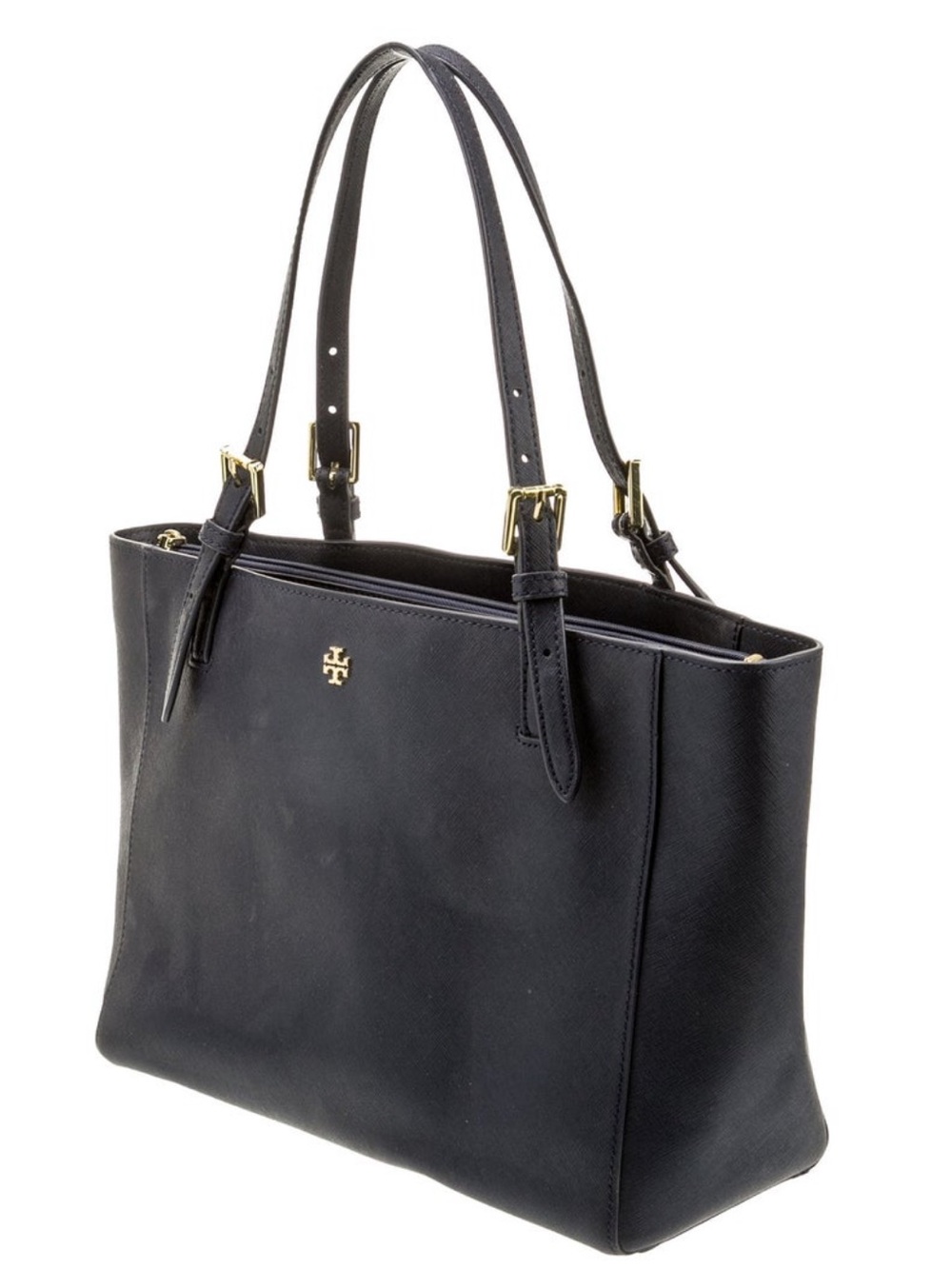 Tory Burch Emerson Large Tote Black Saffiano Leather Work Bag